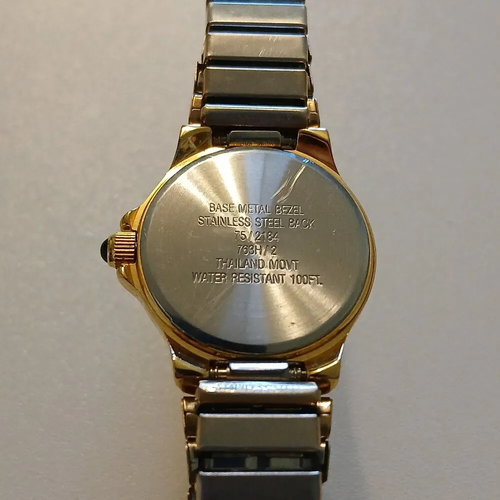 VTG 90s Andre Rivalle Diamond Women's Gold Tone Stretch Band Quartz Watch 22mm